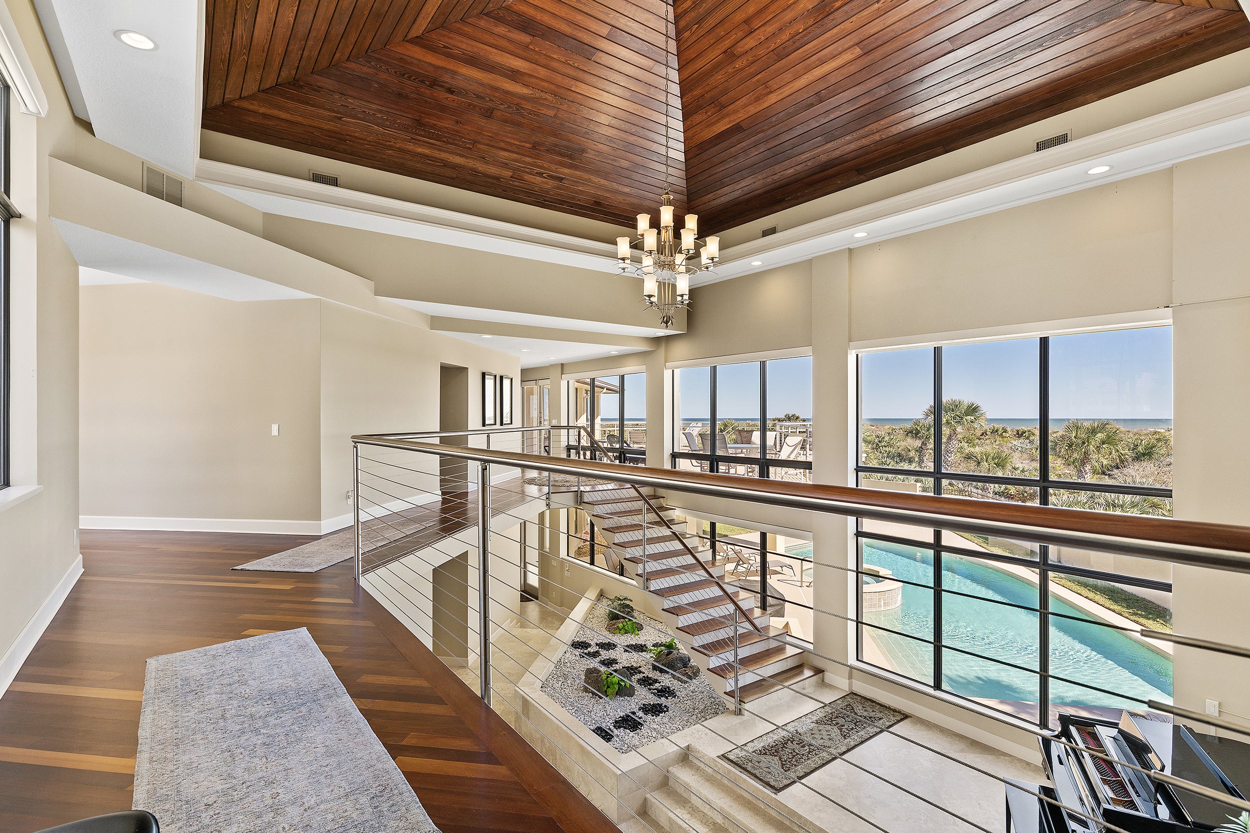 Second floor with pool and beach views