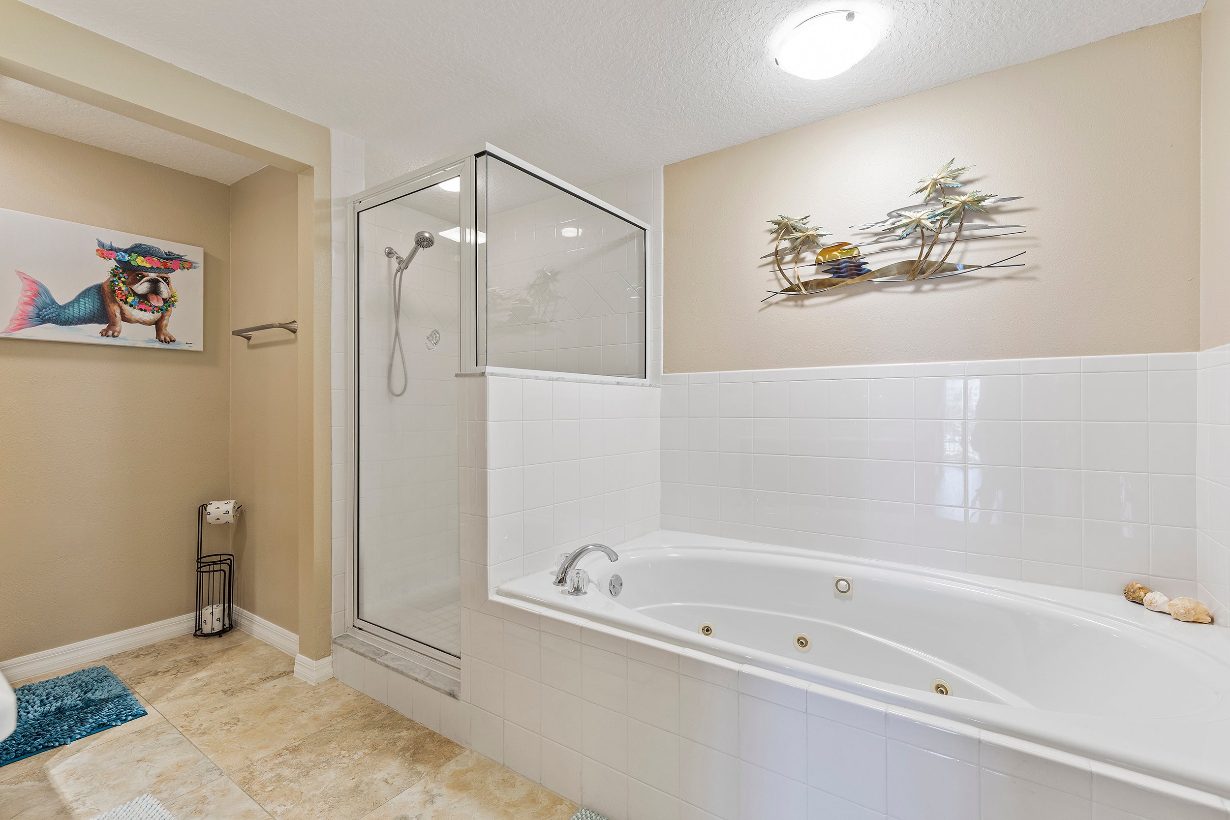 Primary Bathroom with Shower and Jetted Tub