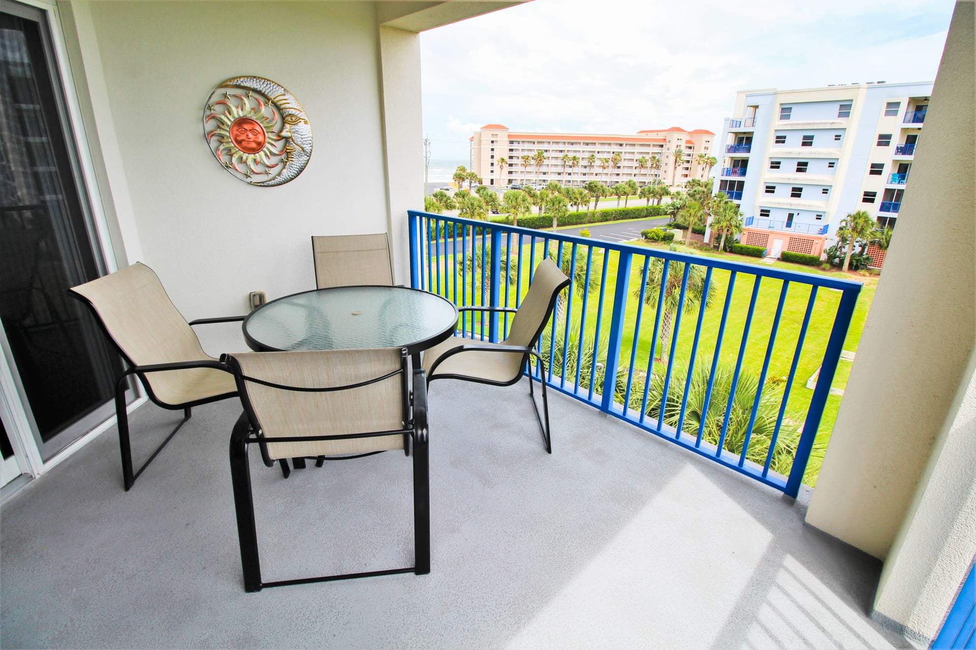 Balcony with patio dining table