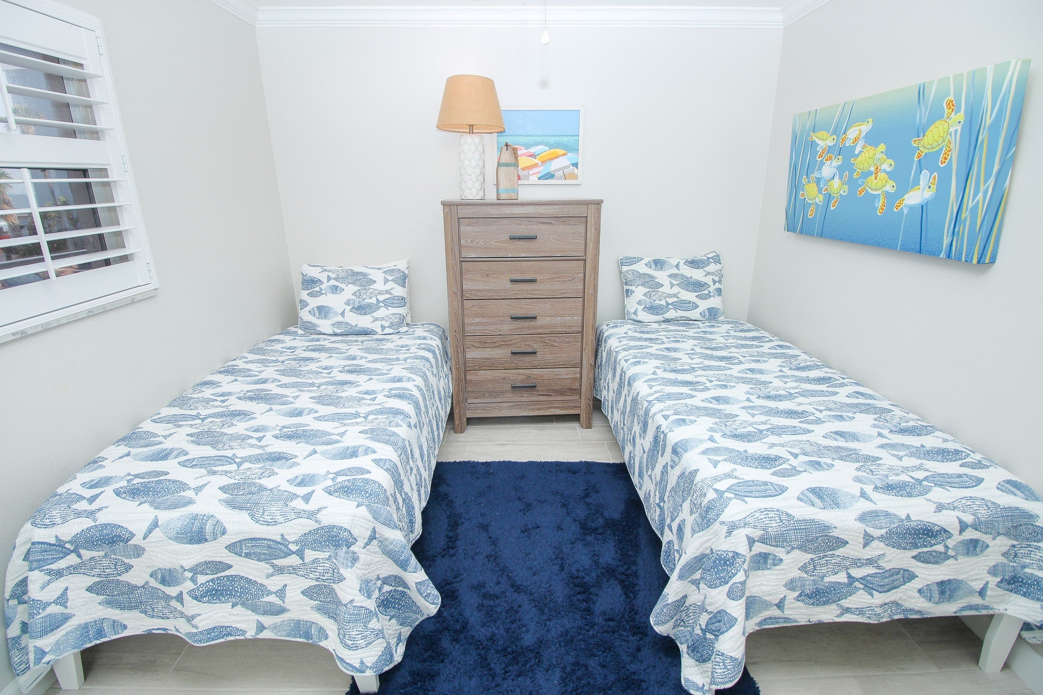 Twin beds in second bedroom