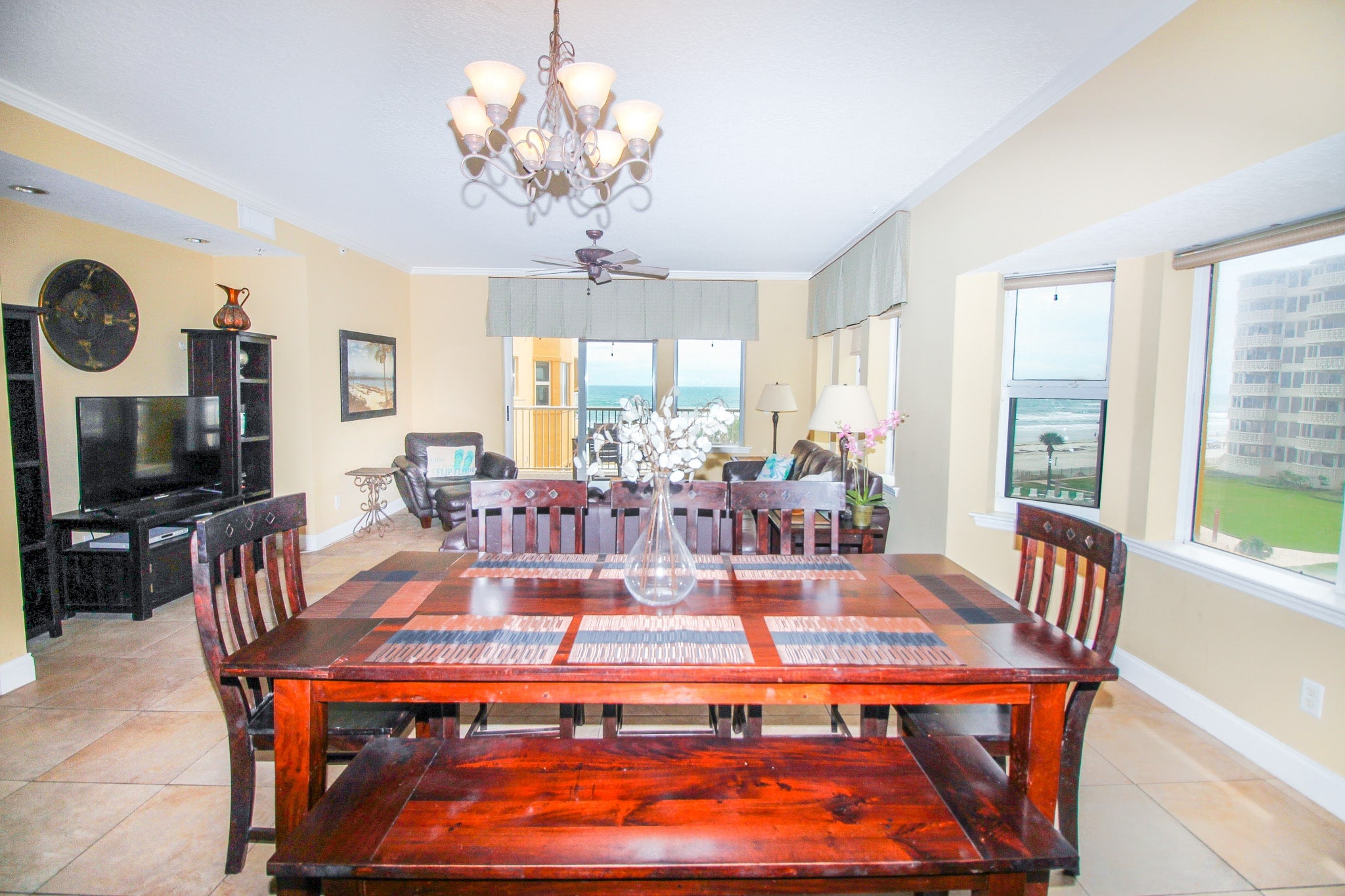 Enjoy ocean views from the dining area