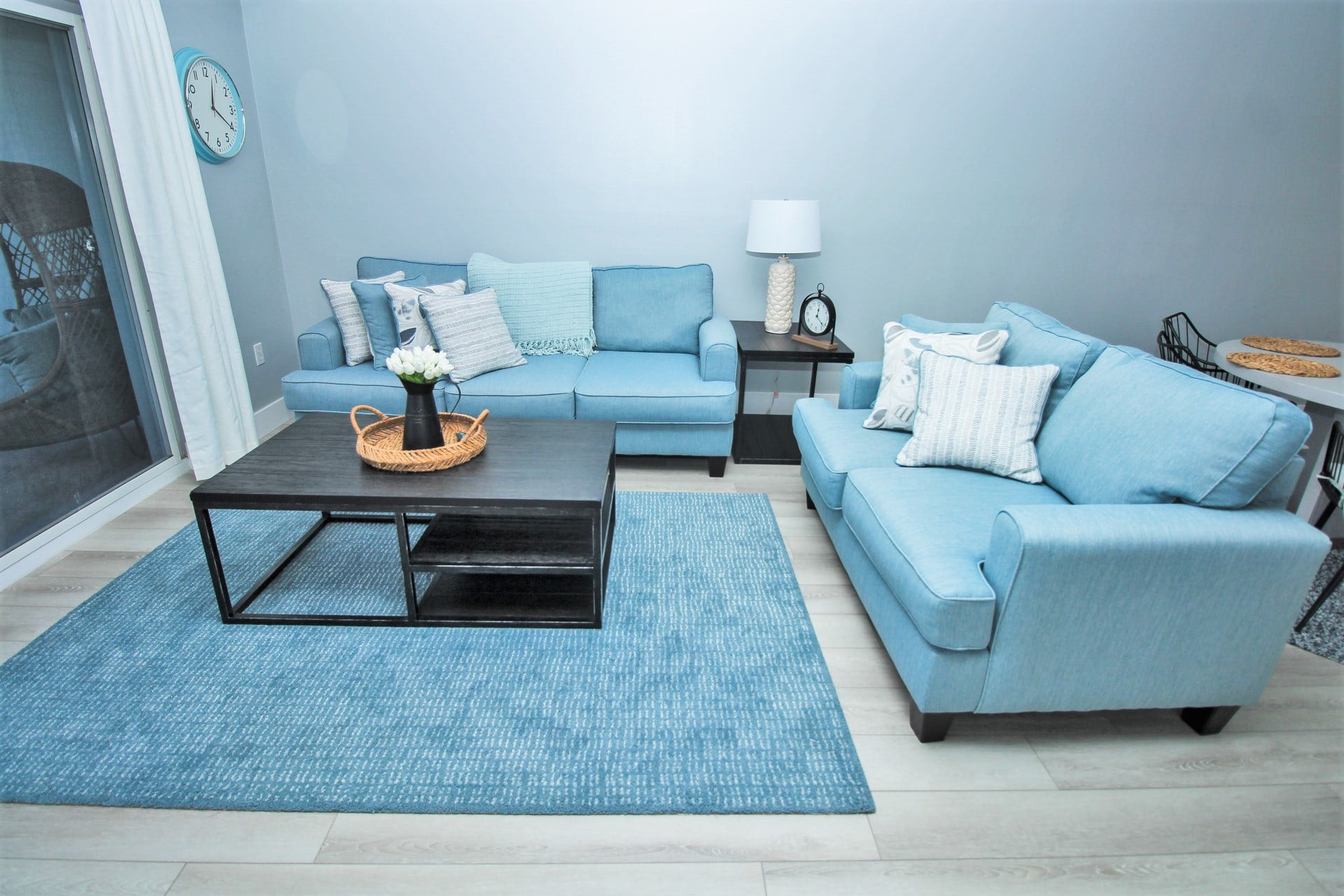 Blue hues in living room