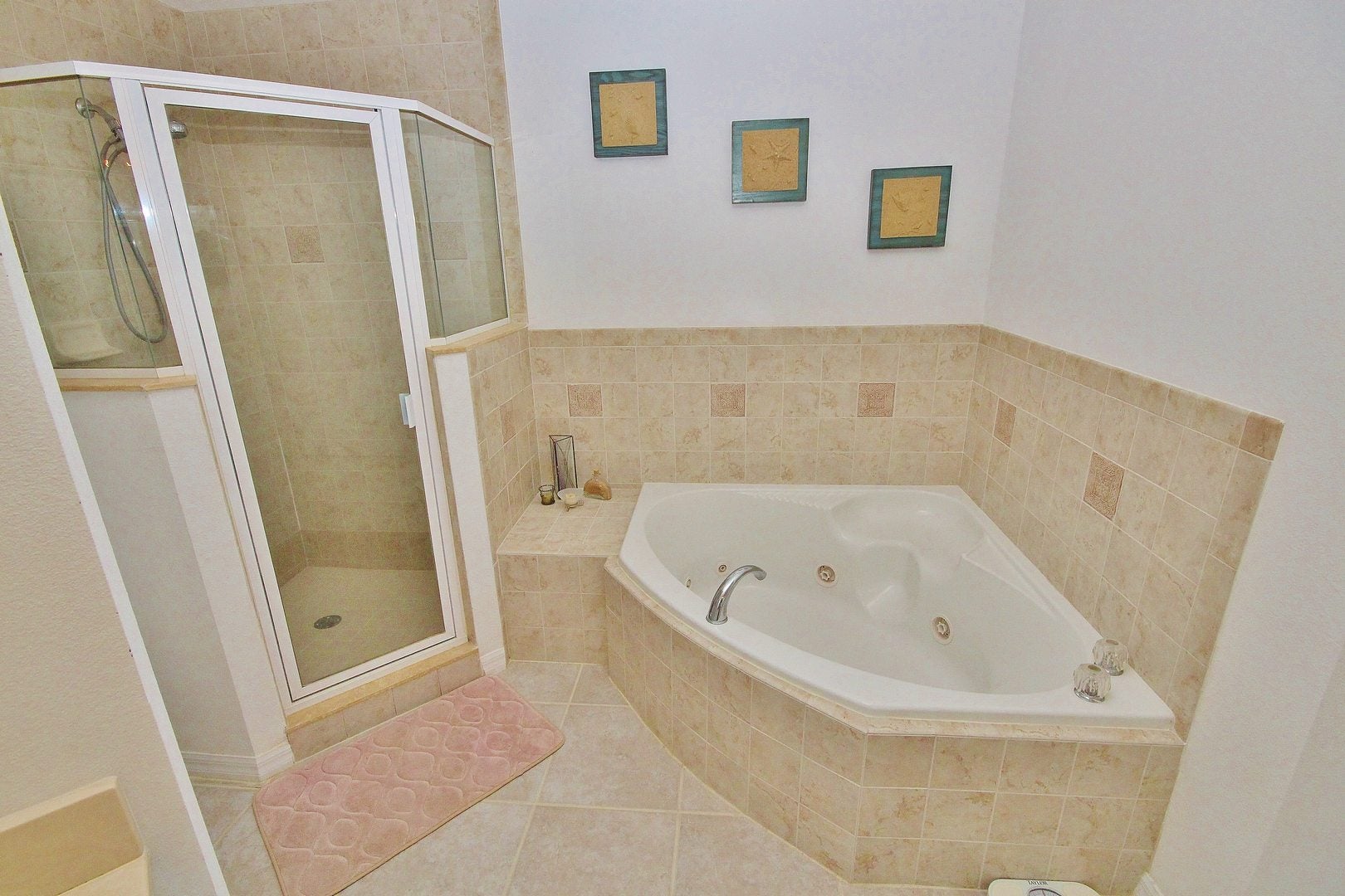 Shower & tub in primary bathroom