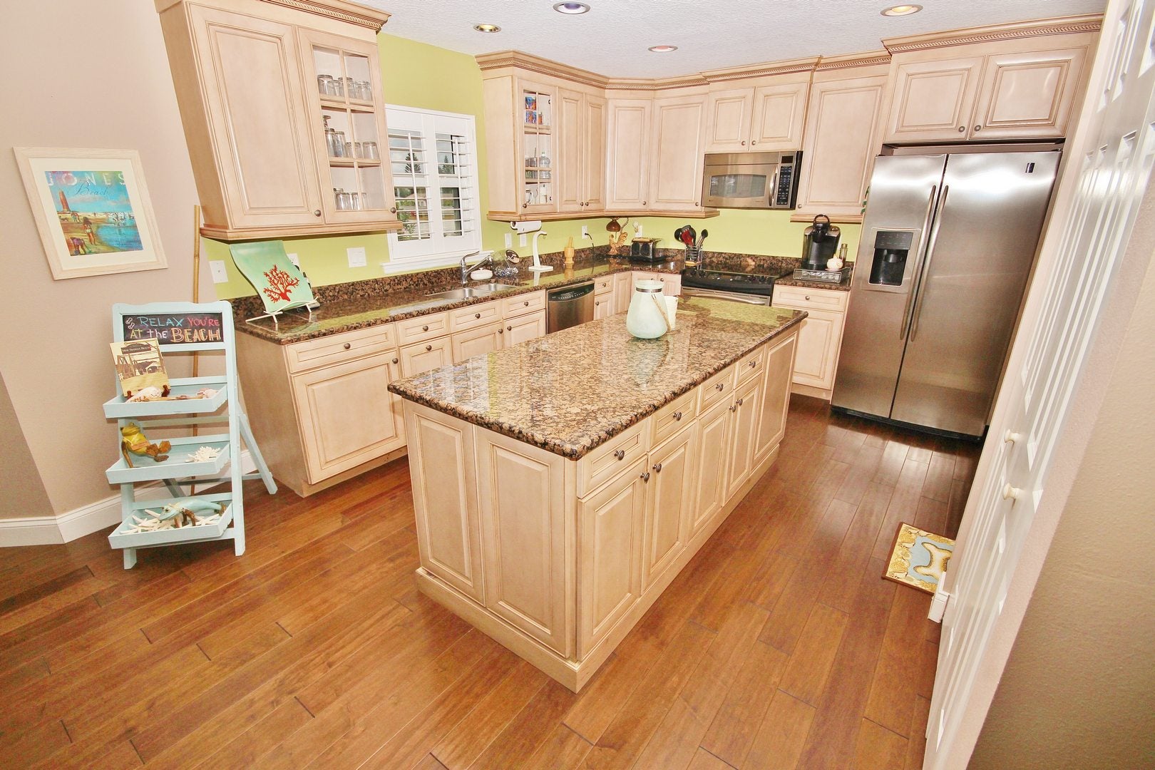 The Large Kitchen with Stainless Steel Appliances