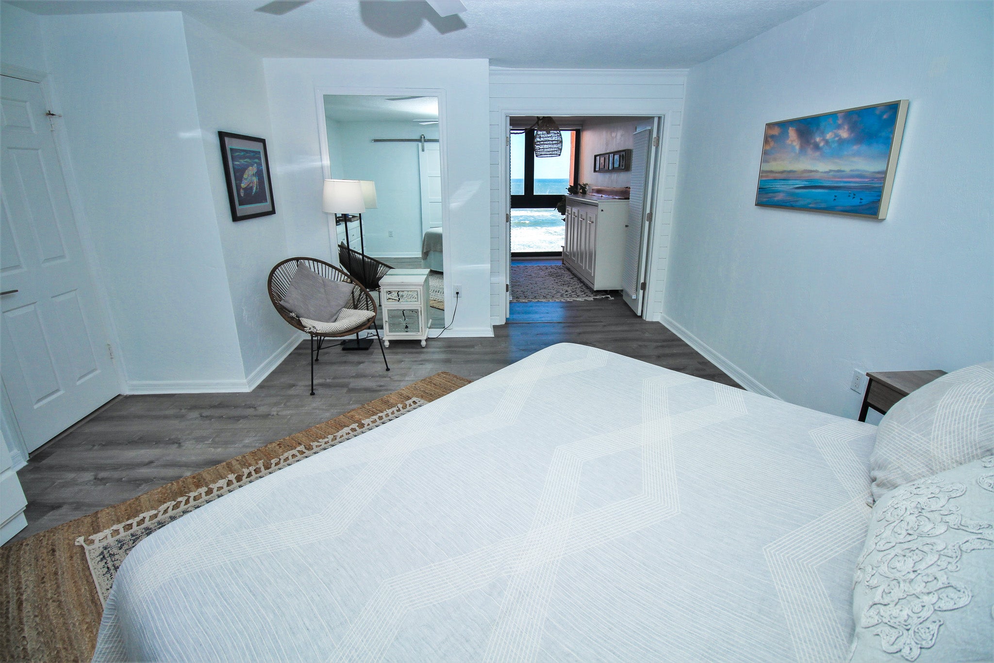 Primary bedroom has ocean view