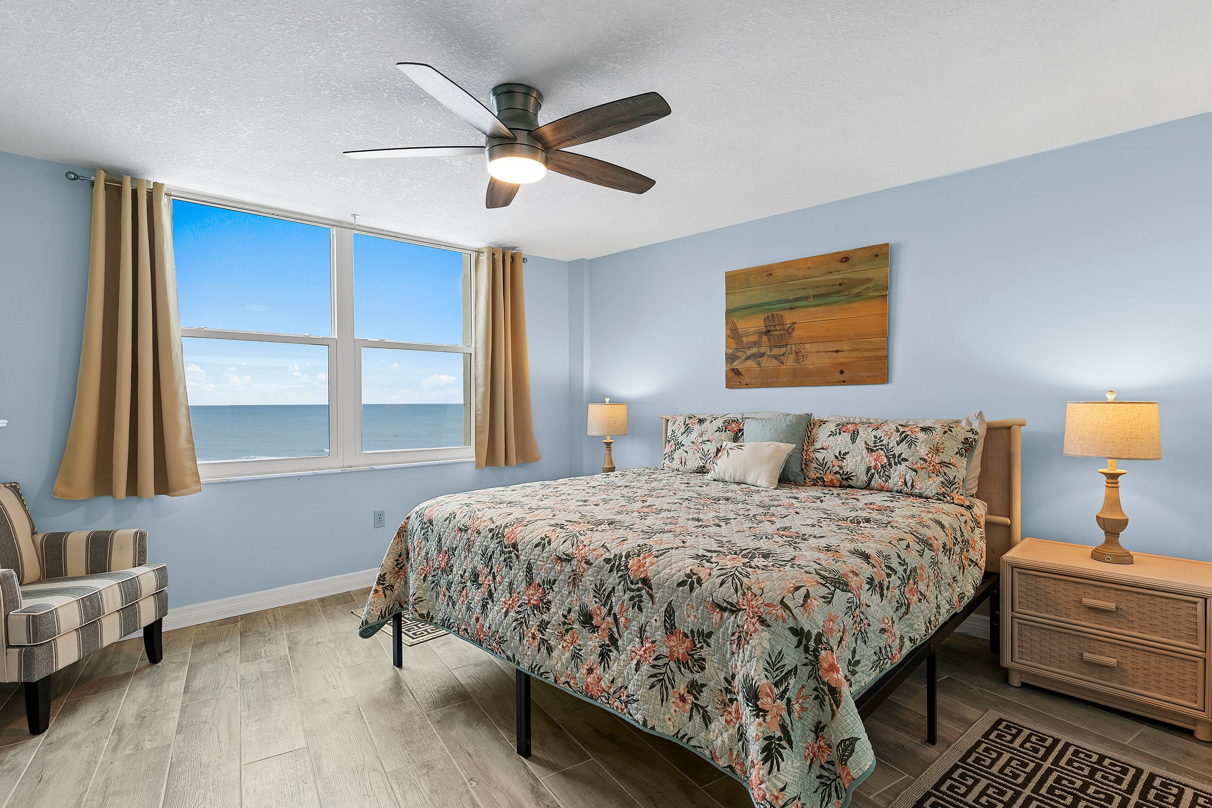 Primary bedroom with king bed.  Stunning ocean views!