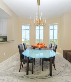 Ample space is this upscale dining room