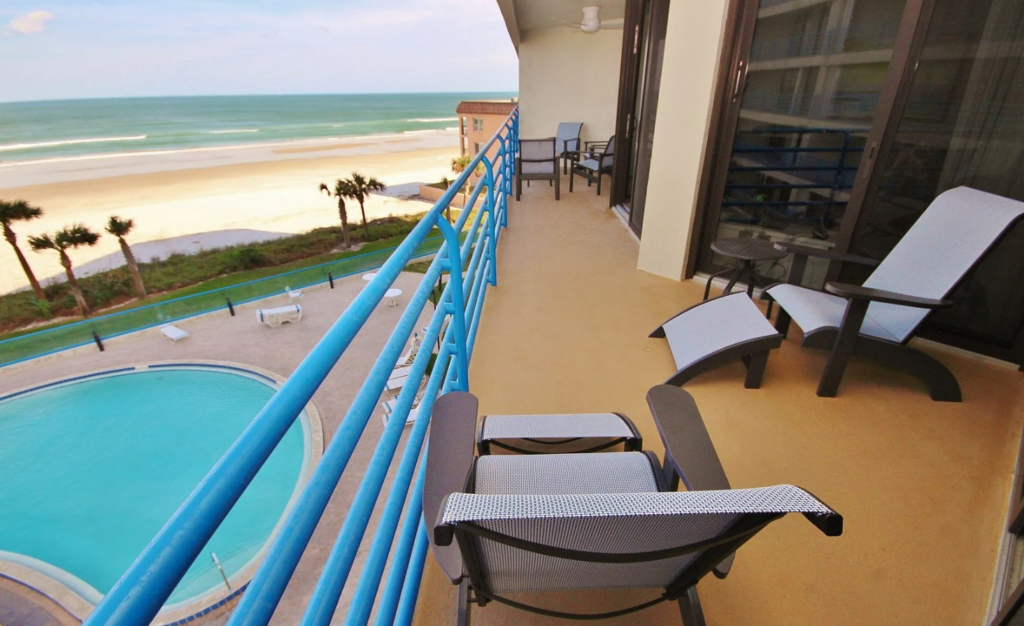 Spacious furnished balcony with stunning ocean view